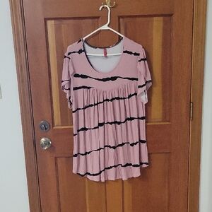 Chic Pink and Black Striped Women's Tee